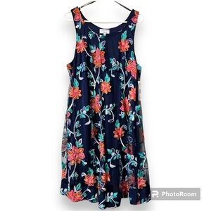 SIGNATURE by Robbie Lee size 1X women’s sleeveless dress embroidered floral NEW